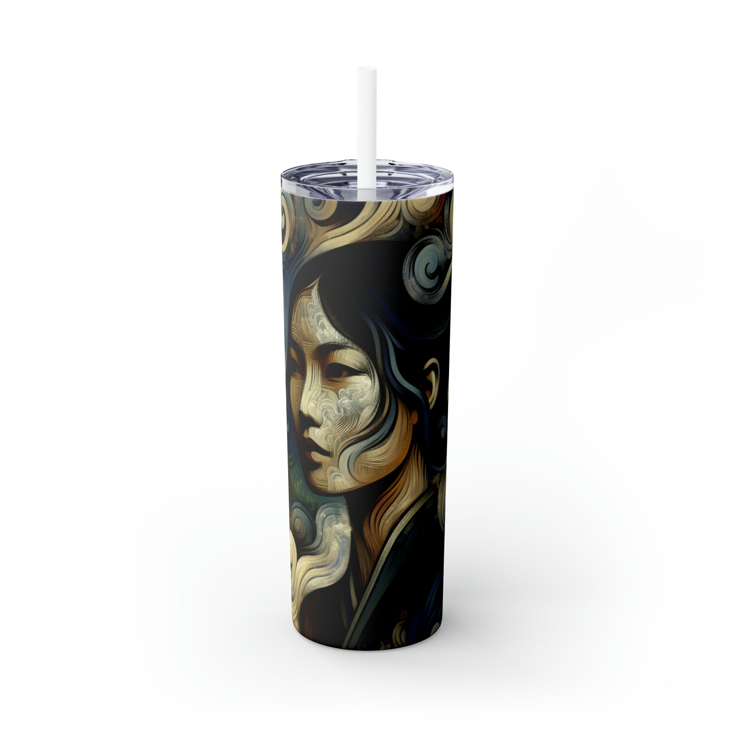 "Primitive Smoke: A Mystical Portrait." - The Alien Maars® Skinny Tumbler with Straw 20oz Primitivism