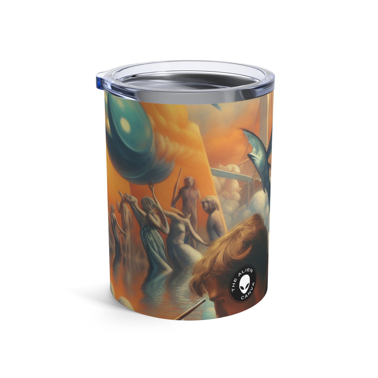 Sueños caprichosos: Desafiando la gravedad en el abismo celestial - The Alien Tumbler 10oz Surrealism