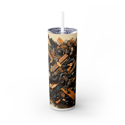 "L'harmonie de la nature : art d'assemblage avec des objets trouvés" - The Alien Maars® Skinny Tumbler avec paille 20oz Assemblage Art