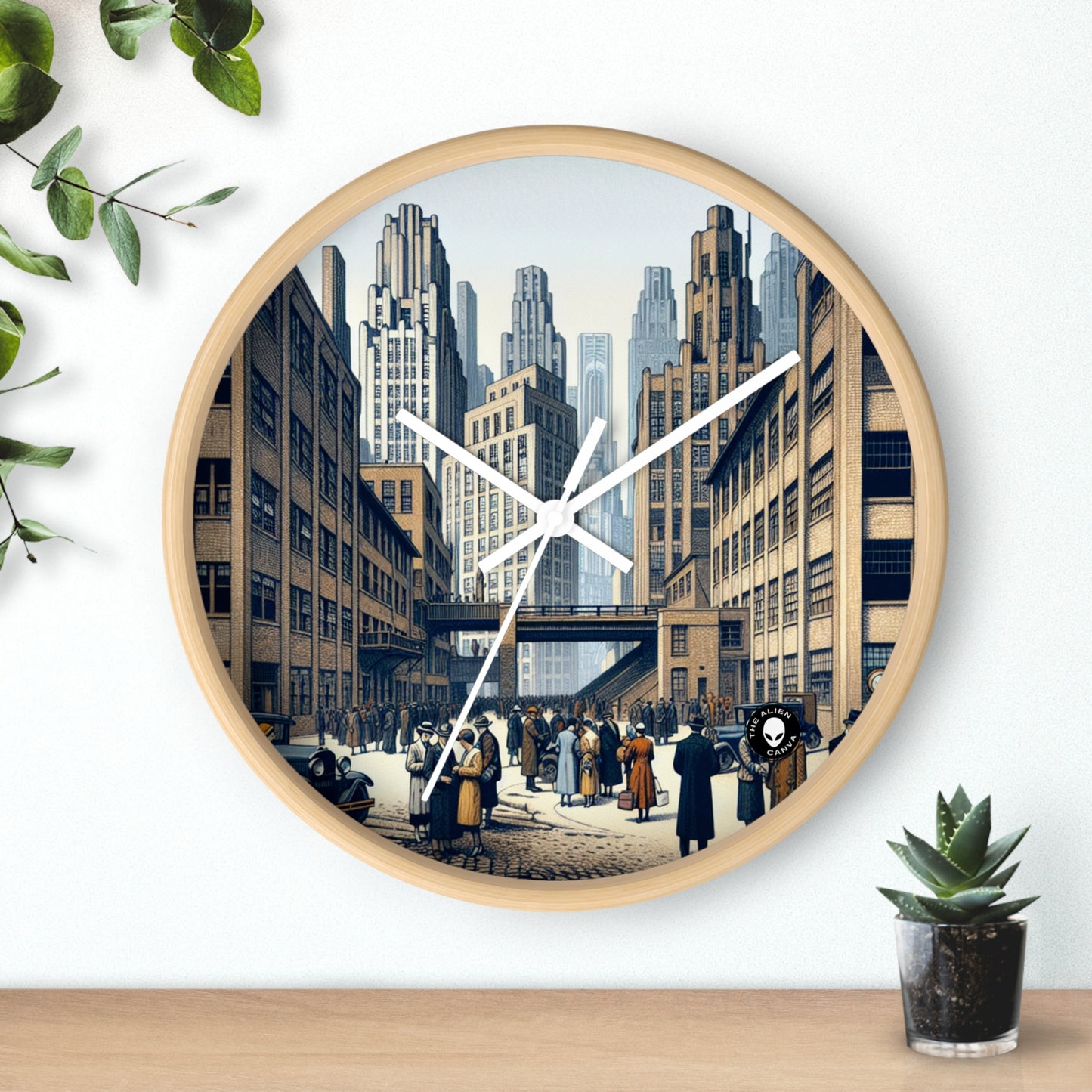 "Géométrie urbaine : un paysage urbain moderne dans une nouvelle objectivité" - L'horloge murale Alien New Objectivity