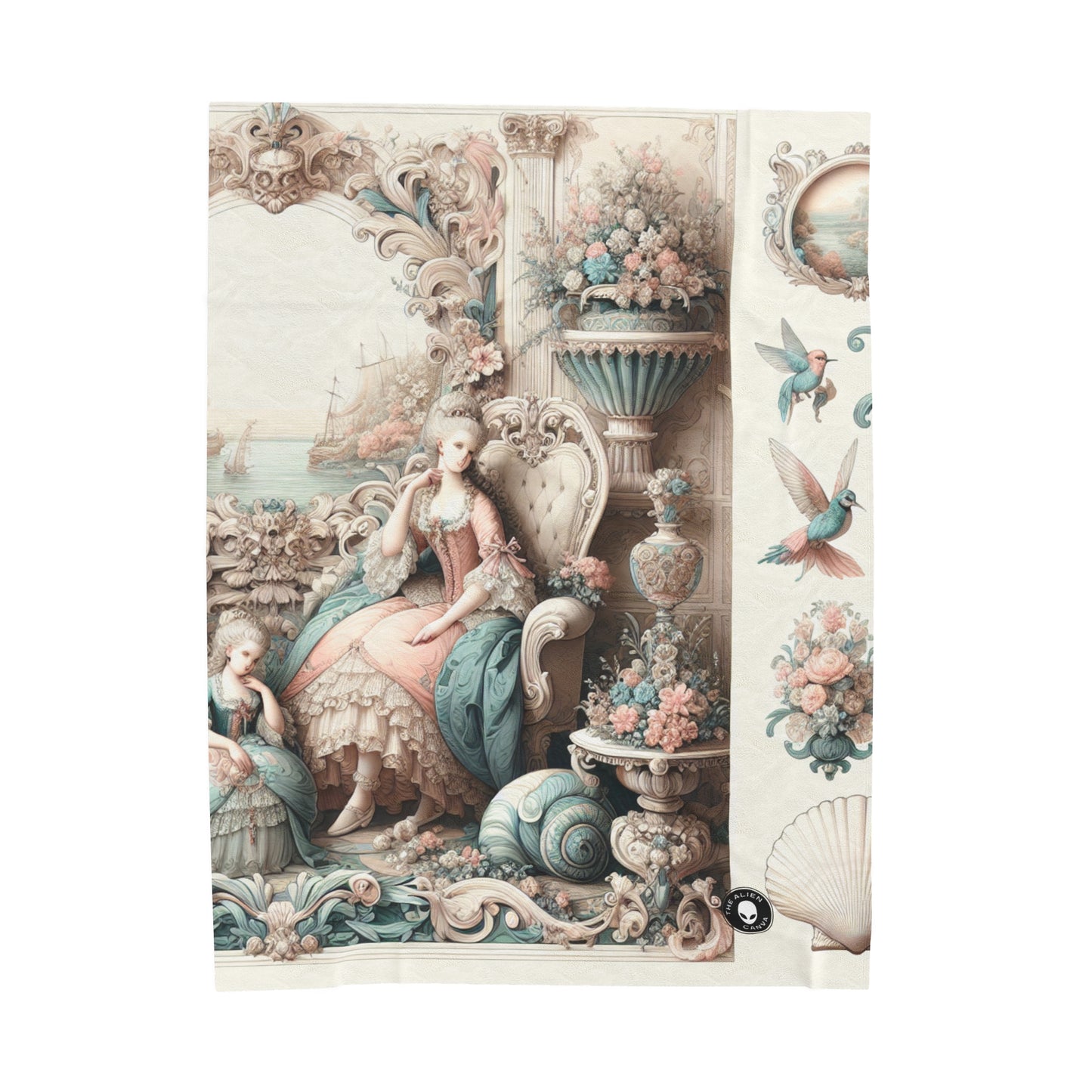 "Enchantement dans les jardins pastel : Rococo Fairy Princess" - La couverture en peluche Alien Velveteen Rococo