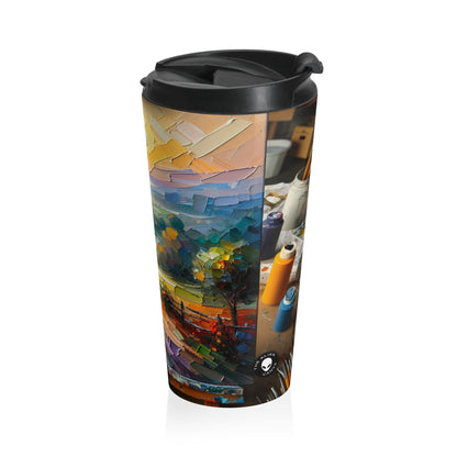 "Market Vibrance: A Post-Impressionist Perspective" - The Alien Stainless Steel Travel Mug Post-Impressionism