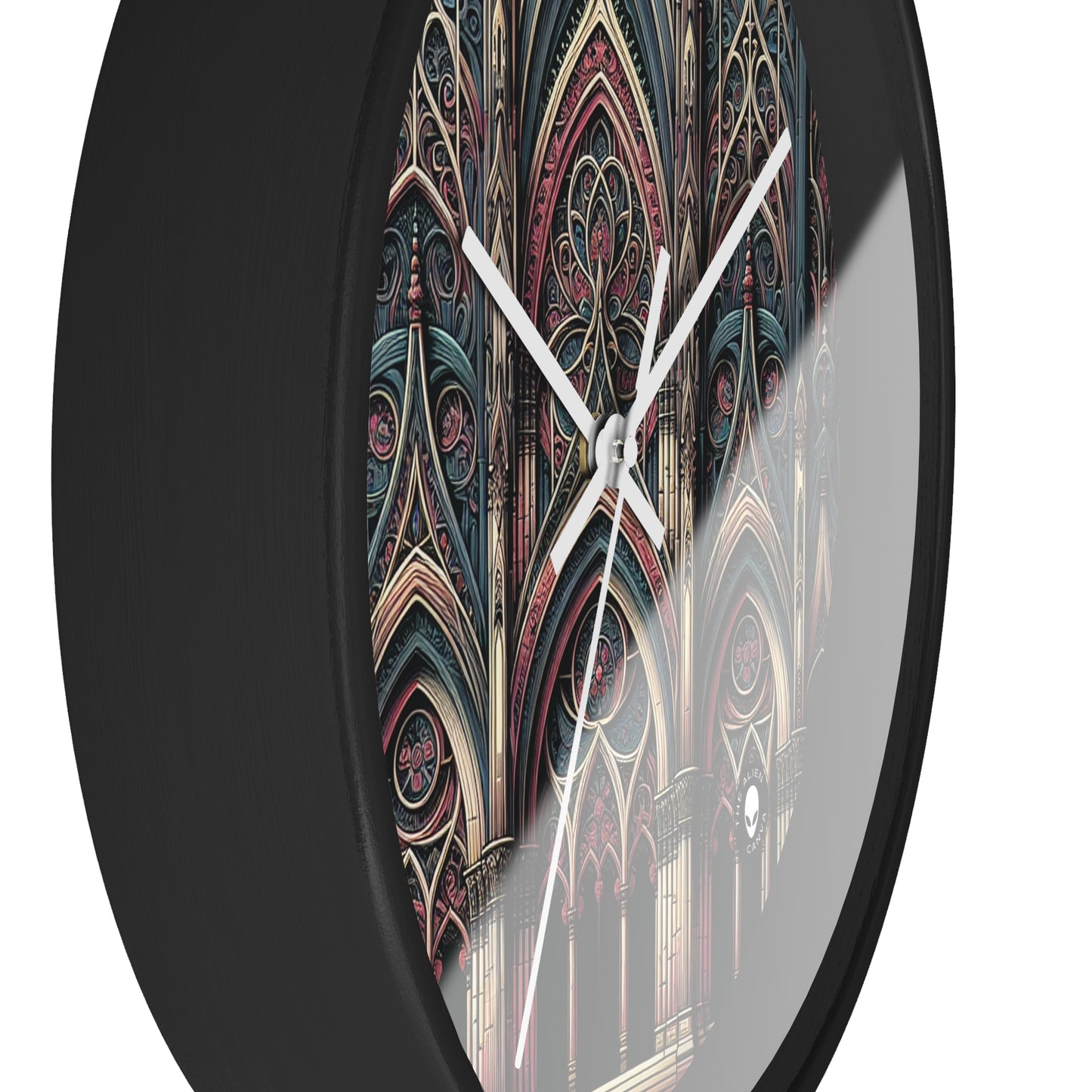 "Consuelo en las sombras: una obra maestra gótica de oscuridad eterna y belleza melancólica" - The Alien Wall Clock Gothic Art