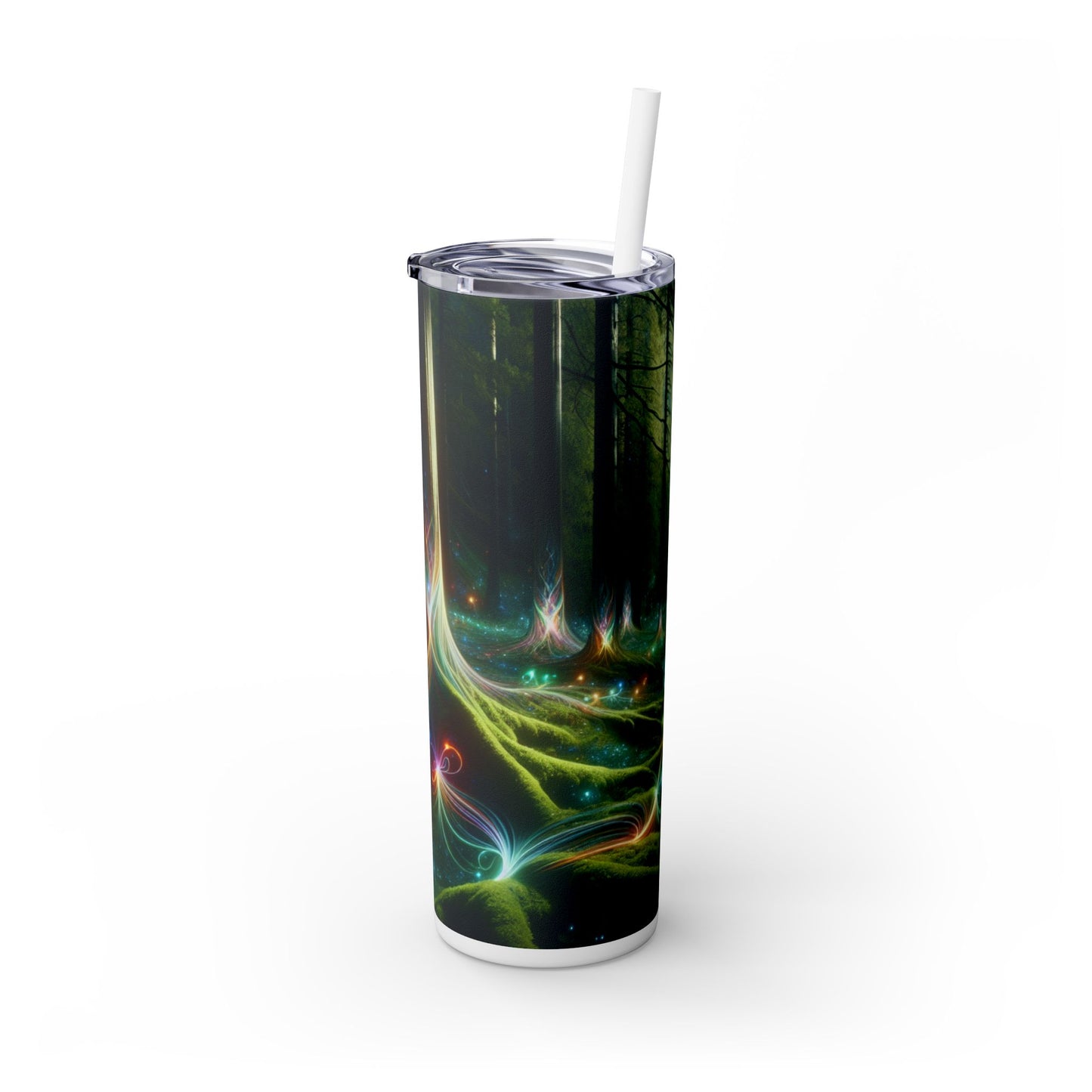 - Crystal-Enchanted Forest: A Tapestry of Light - The Alien Maars® Skinny Tumbler with Straw 20oz