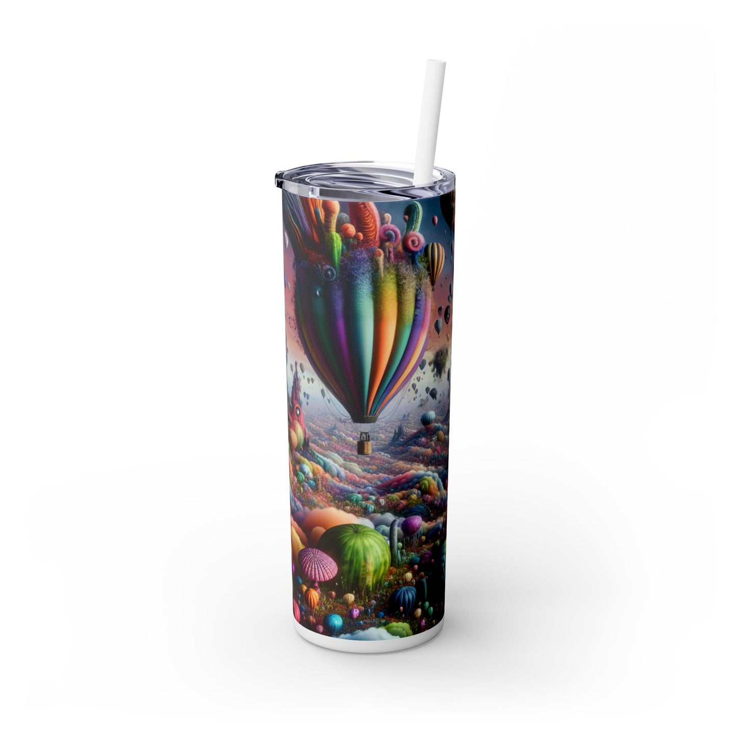 "Whimsical Sky: A Surreal Balloon Adventure" - The Alien Maars® Skinny Tumbler with Straw 20oz