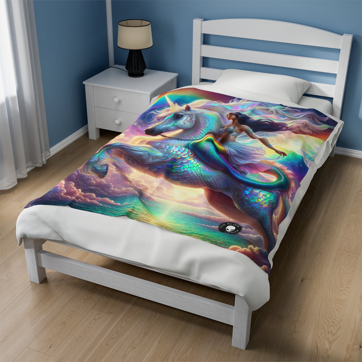 "Mermaid and Unicorn Adventure" - The Alien Velveteen Plush Blanket