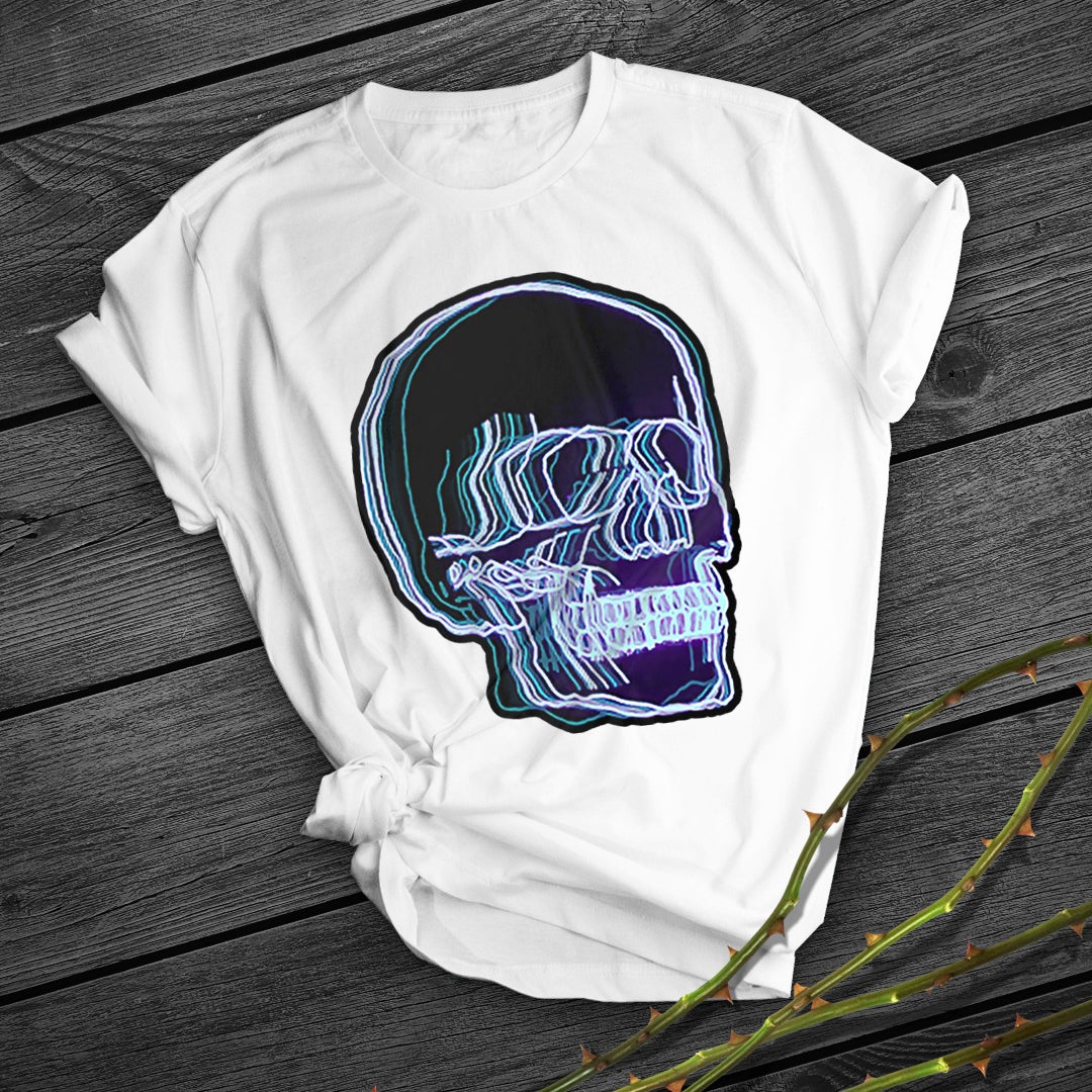 Neon Ecstasy Skull Blanc Manches Courtes