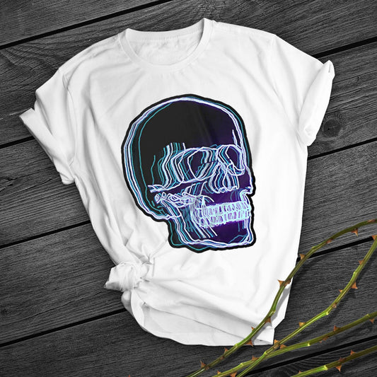 Neon Ecstasy Skull Blanco Manga Corta