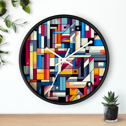 "Futuristic Cityscape: A Geometric Perception" - The Alien Wall Clock Hard-edge Painting