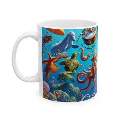 "Musical Reef Spectacle" - Taza de cerámica extraterrestre de 11 oz