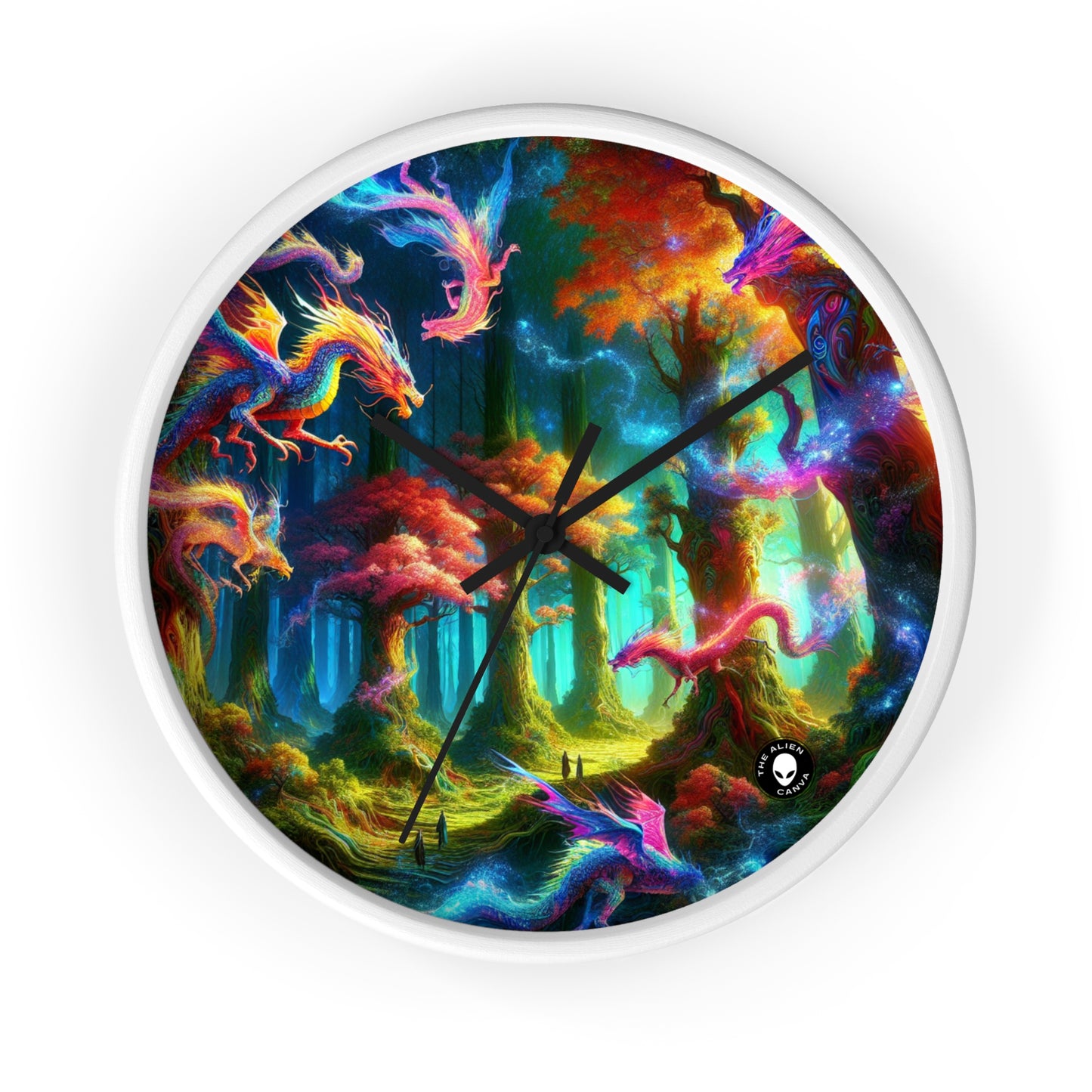 "Dragon's Rainbow Forest" - The Alien Wall Clock