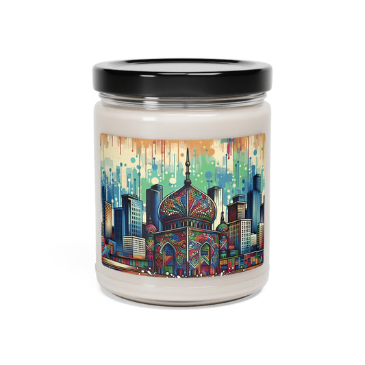 "Bright City: A Pop of Color on the Skyline" - The Alien Scented Soy Candle 9oz Street Art / Graffiti Style