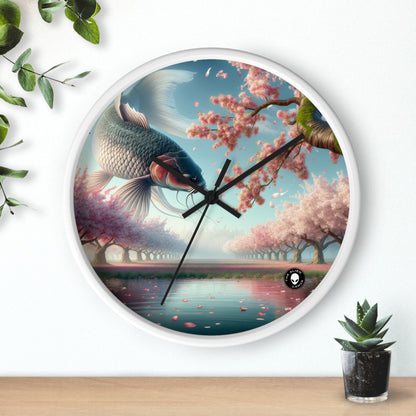 « Poissons Koi dans les fleurs de cerisier : la beauté de la nature » – L'horloge murale Alien