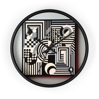 "Mesmerize: Bold Op Art Geometry in Black and White" - The Alien Wall Clock Op Art