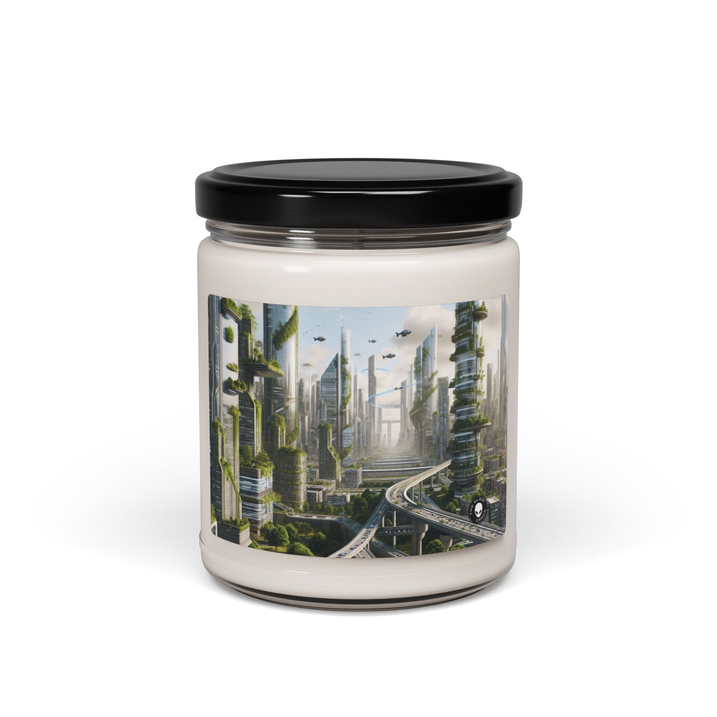 "Nature's Reclamation: A Futuristic Cityscape" - The Alien Scented Soy Candle 9oz