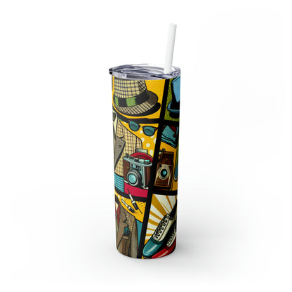 "Pop Art Apparel : Un collage de style vintage" - The Alien Maars® Skinny Tumbler avec paille 20oz style pop art