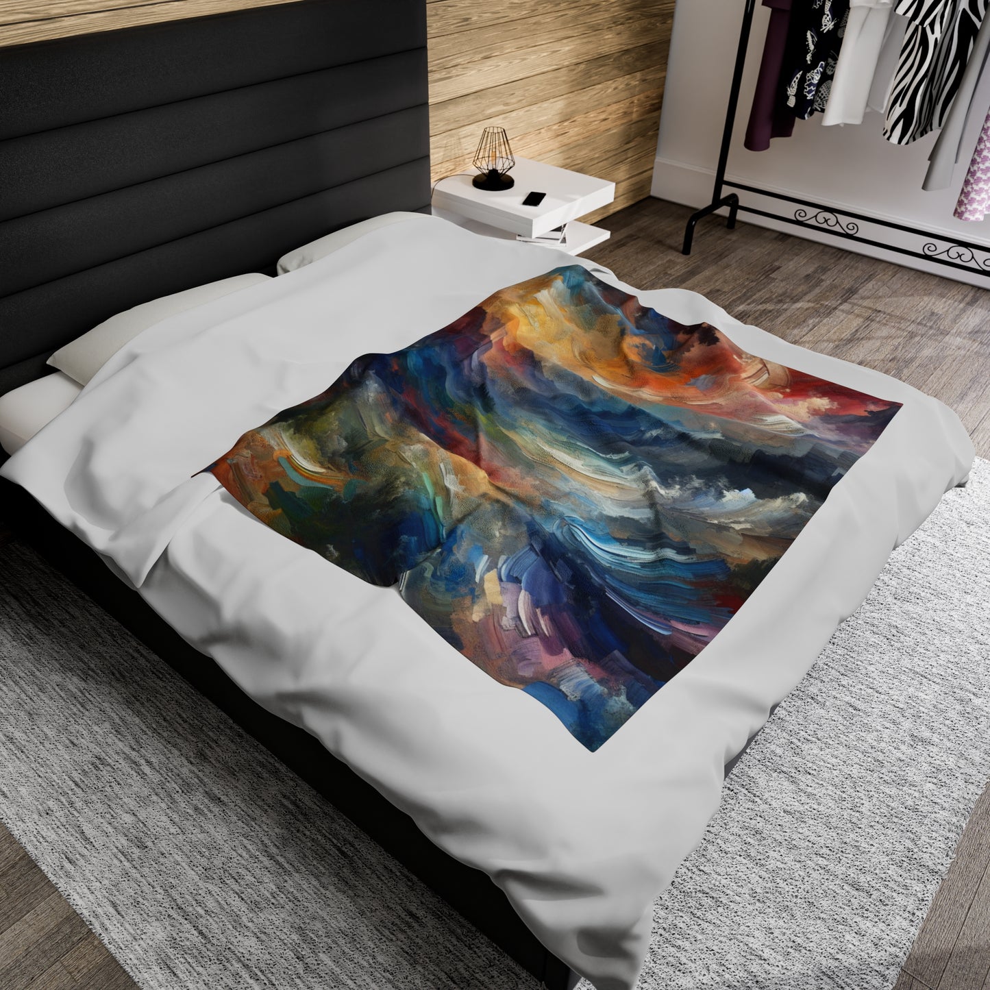 "Abstract Landscape: Exploring Emotional Depths Through Color & Texture" - The Alien Velveteen Plush Blanket Abstract Expressionism Style