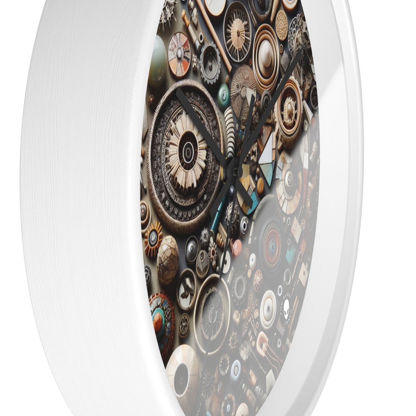 "Nature's Tapestry: Assemblage Art with Found Objects" - The Alien Wall Clock Assemblage Art