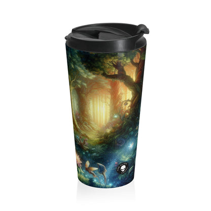 Enchanted Woodland: Glowing Blossoms and Mystical Beings - The Alien Stainless Steel Travel Mug