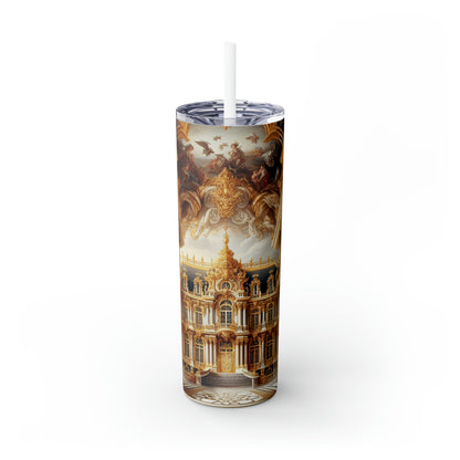 "Regal Splendor: A Gold-Plated Baroque Palace" - The Alien Maars® Skinny Tumbler with Straw 20oz Baroque Style