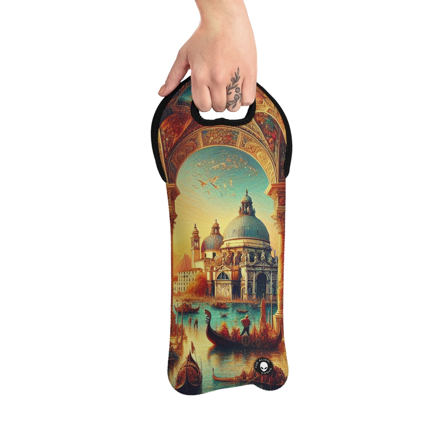 Venetian Dreams: A Fantastical Twist on the Famous Canals - The Alien Wine Tote Bag Venetian School