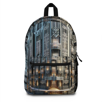 "Elegancia iluminadora: una calle de la ciudad Art Deco" - La mochila alienígena estilo Art Deco