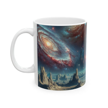 "Explorando el reino celestial": taza de cerámica alienígena de 11 oz