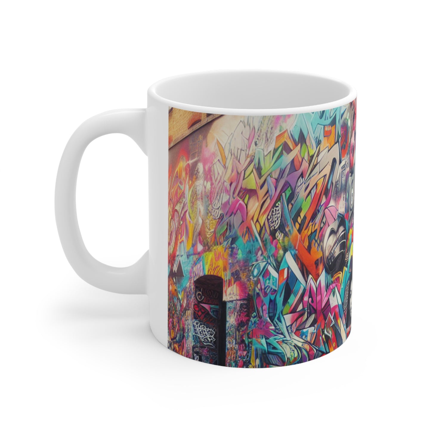 "Neon Horizon: The Vibrant Future Metropolis" - The Alien Ceramic Mug 11oz Street Art / Graffiti