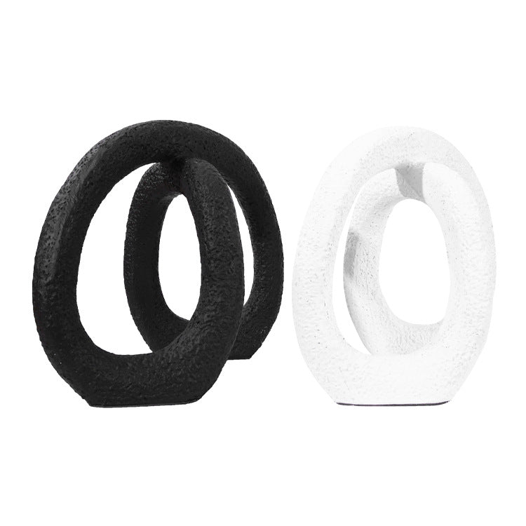 Adornos De Joyería Modelo De Anillo Blanco Y Negro Creativo Minimalista