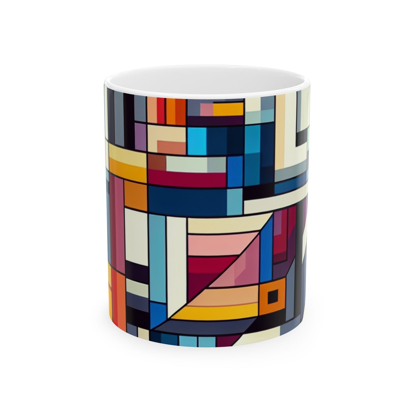 "Futuristic Cityscape: A Geometric Perception" - The Alien Ceramic Mug 11oz Hard-edge Painting