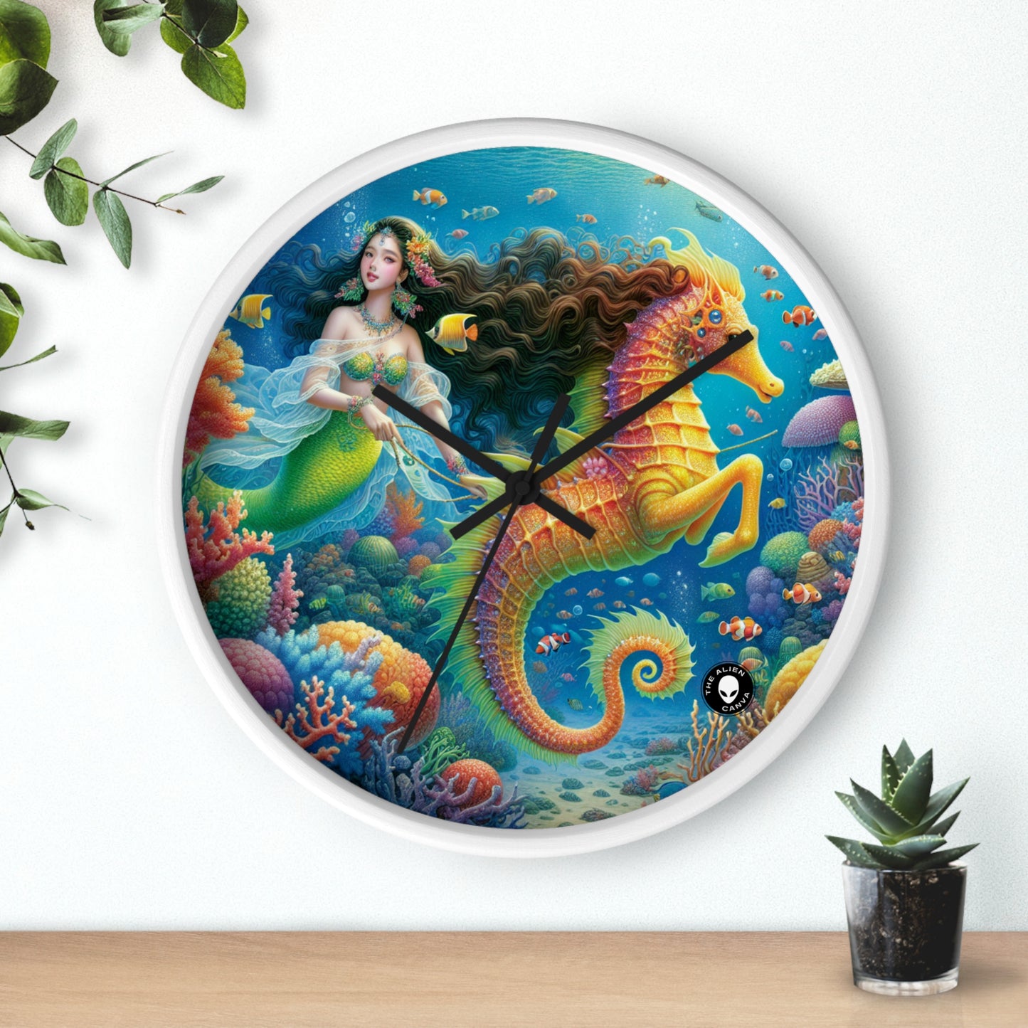 "Mermaid's Magical Coral Ride" - The Alien Wall Clock