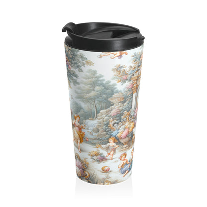 "A Garden of Rococo Delights: A Whimsical Extravaganza" - The Alien Stainless Steel Travel Mug Rococo