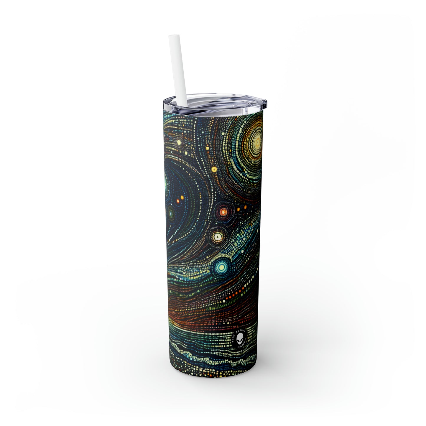 "Points étoilés : une mosaïque céleste" - The Alien Maars® Skinny Tumbler avec paille 20oz Pointillisme