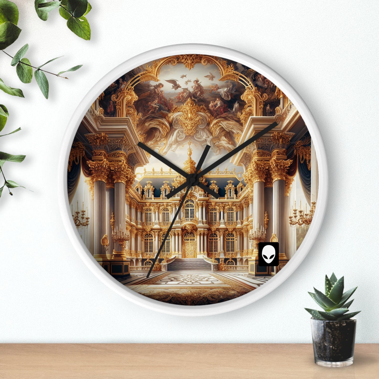 "Splendeur royale : un palais baroque plaqué or" - L'horloge murale Alien de style baroque