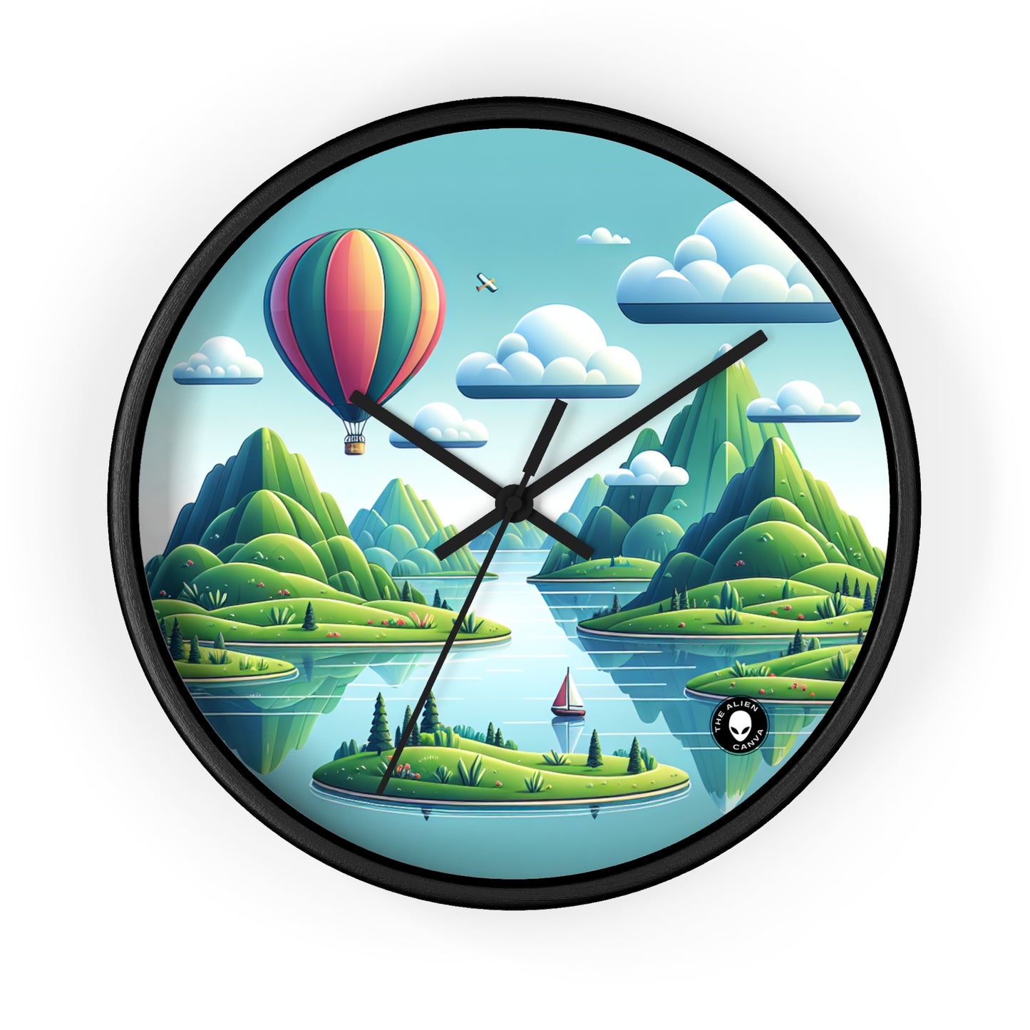 "Tranquil Skies: Hot Air Balloon Adventure" - The Alien Wall Clock