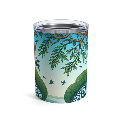 « Forêt enchantée : là où les arbres dansent et où les créatures errent » - Le verre Alien 10oz