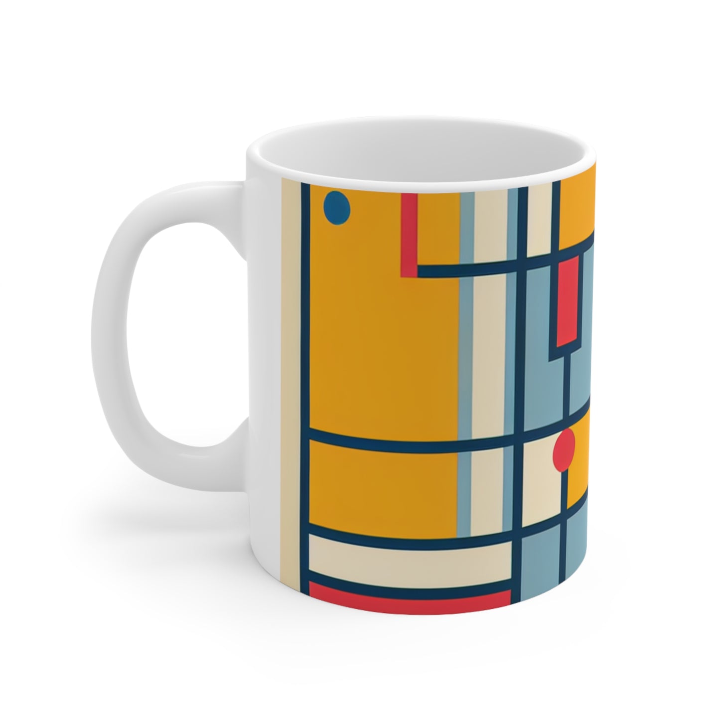 "De Stijl Grid: una composición de color minimalista" - Taza de cerámica The Alien 11oz De Stijl