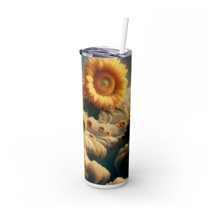 "Ethereal Sky: The City of Clouds and Sunflowers" - The Alien Maars® Skinny Tumbler with Straw 20oz