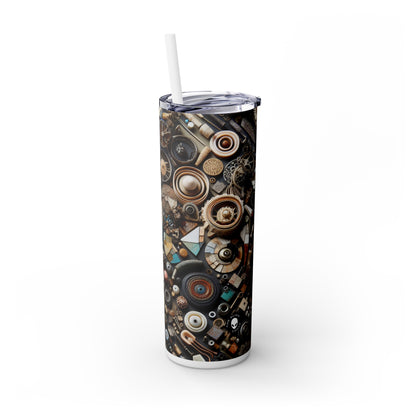 "Nature's Tapestry: Assemblage Art with Found Objects" - The Alien Maars® Skinny Tumbler with Straw 20oz Assemblage Art