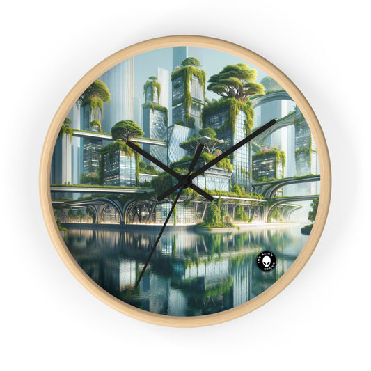 "Nature's Fusion: A Futuristic Cityscape" - The Alien Wall Clock