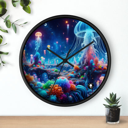 "Neon Jellyfish Fantasia: A Surreal Underwater Odyssey" - The Alien Wall Clock