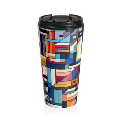 "Futuristic Cityscape: A Geometric Perception" - The Alien Stainless Steel Travel Mug Hard-edge Painting