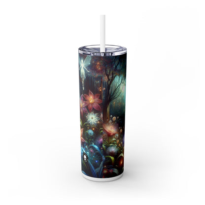 "Forêt fleurie au clair de lune enchantée" - Le verre fin Alien Maars® avec paille 20 oz