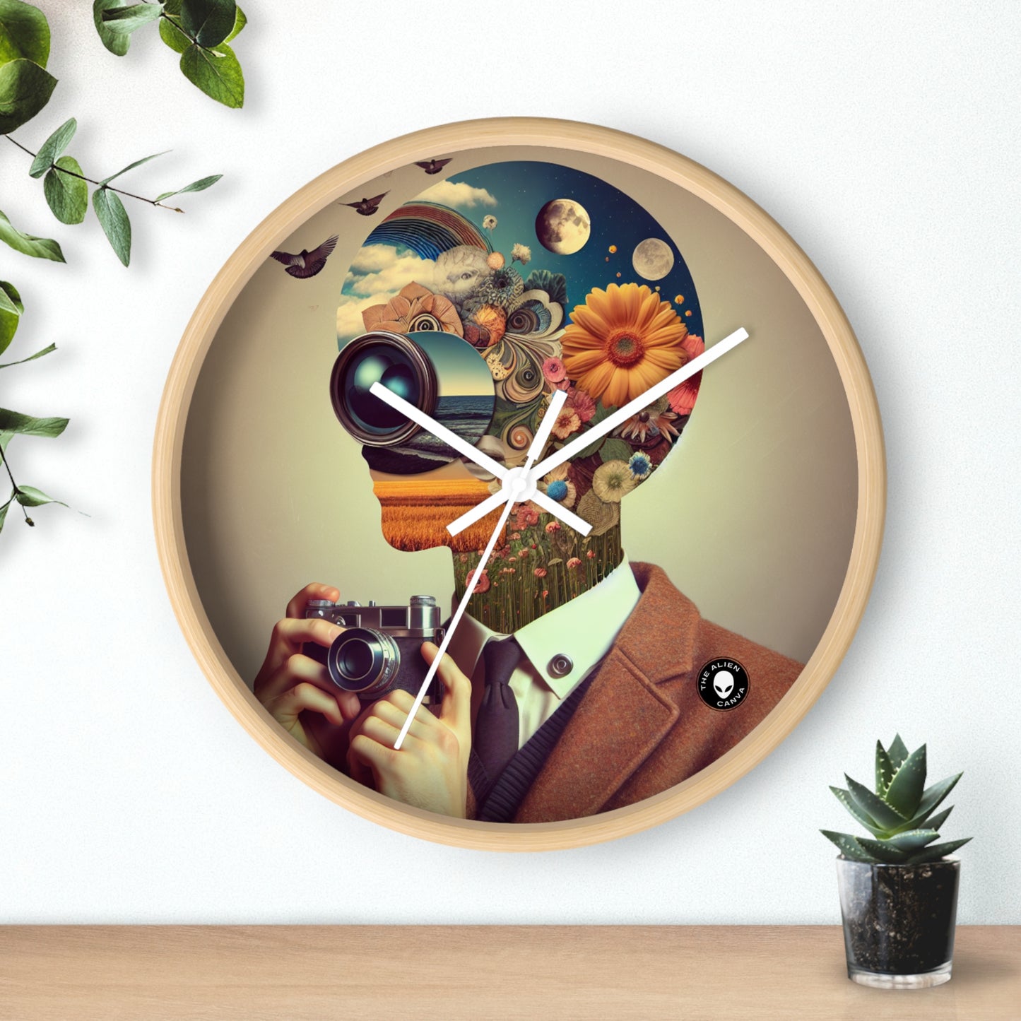 "Nature-Tech Fusion: A Photomontage Exploration" - The Alien Wall Clock Photomontage