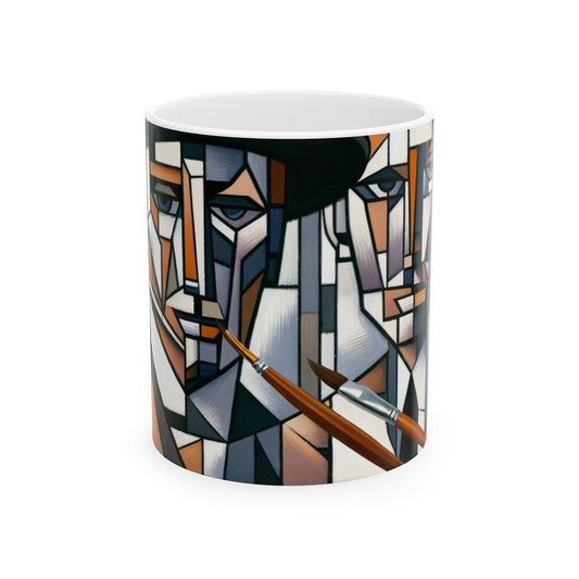 "Paysage urbain cubiste : vues fragmentées de l'énergie urbaine" - La tasse en céramique Alien 11oz Cubisme