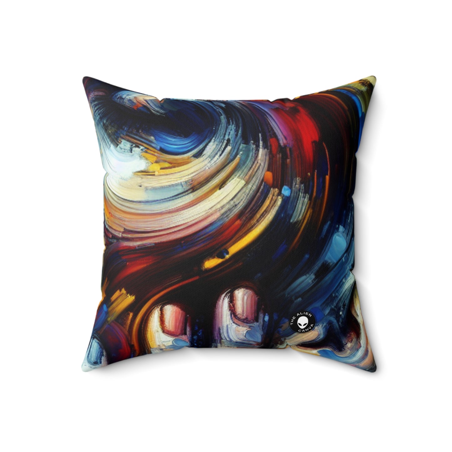 "City Lights: A Neo-Expressionist Ode to Urban Chaos"- The Alien Spun Polyester Square Pillow Neo-Expressionism