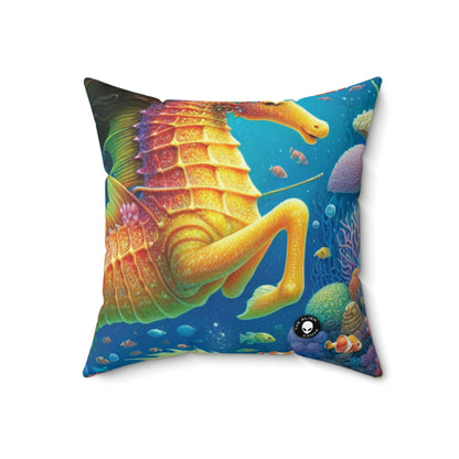 "Mermaid's Magical Coral Ride"- The Alien Spun Polyester Square Pillow