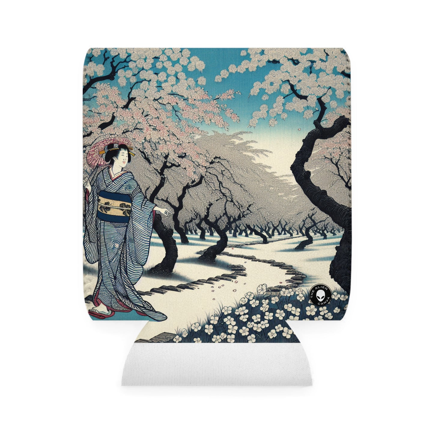 "Blossoming Sky" - The Alien Can Cooler Sleeve Ukiyo-e (Japanese Woodblock Printing)