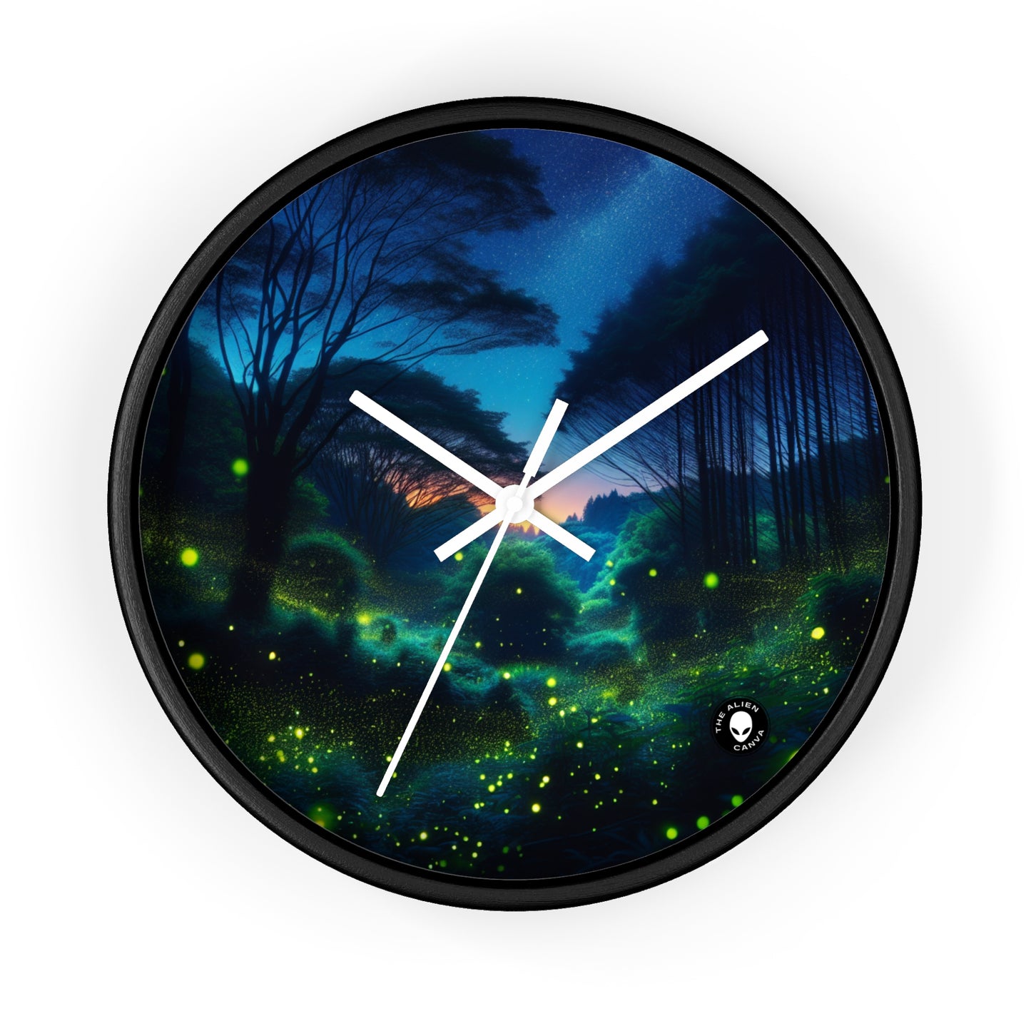 "Noche encantada: Luciérnagas en el bosque" - El reloj de pared extraterrestre