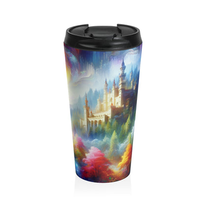 "Glowing Enchantment: The Castle in the Colorful Forest" - The Alien Stainless Steel Travel Mug